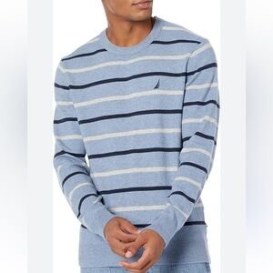 Nautica Mens Nautica Sustainably Crafted Striped Crewneck Sweatshirt